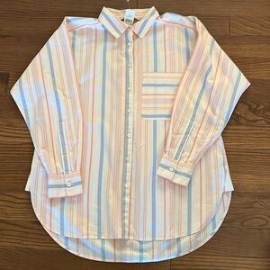 NWT cute and comfy striped LOFT button down shirt, size S